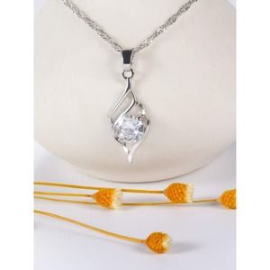 Rhinestone Charm Necklace with Faux Diamond Accent